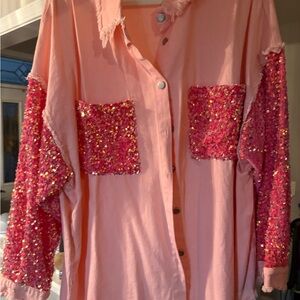 NEW OVER SIZED New Fantastic Fawn Soft Pink Flannel shirt.